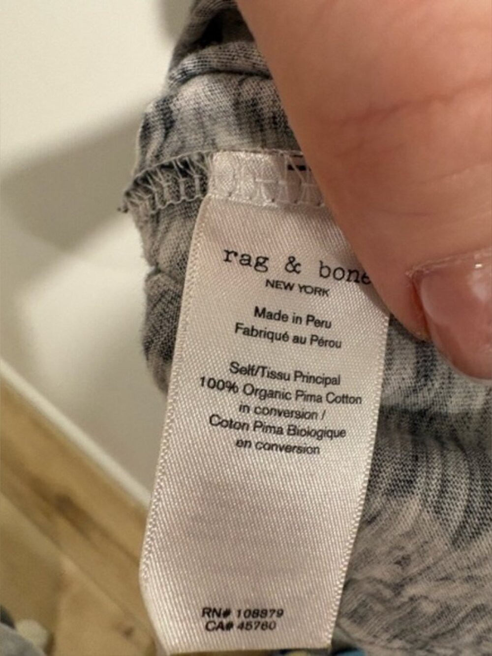 Rag & Bone Wallpaper Printed Crewneck Tee Short Sleeve Black Grey Small - Picture 4 of 7